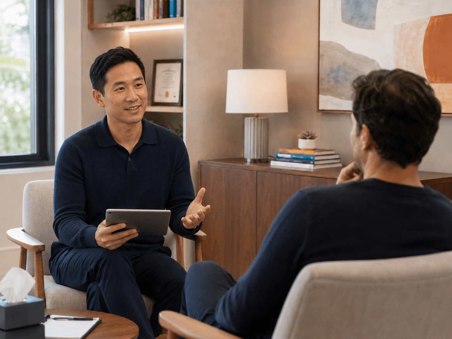 A psychiatrist in conversation with a patient at The Psynapse in Adelaide