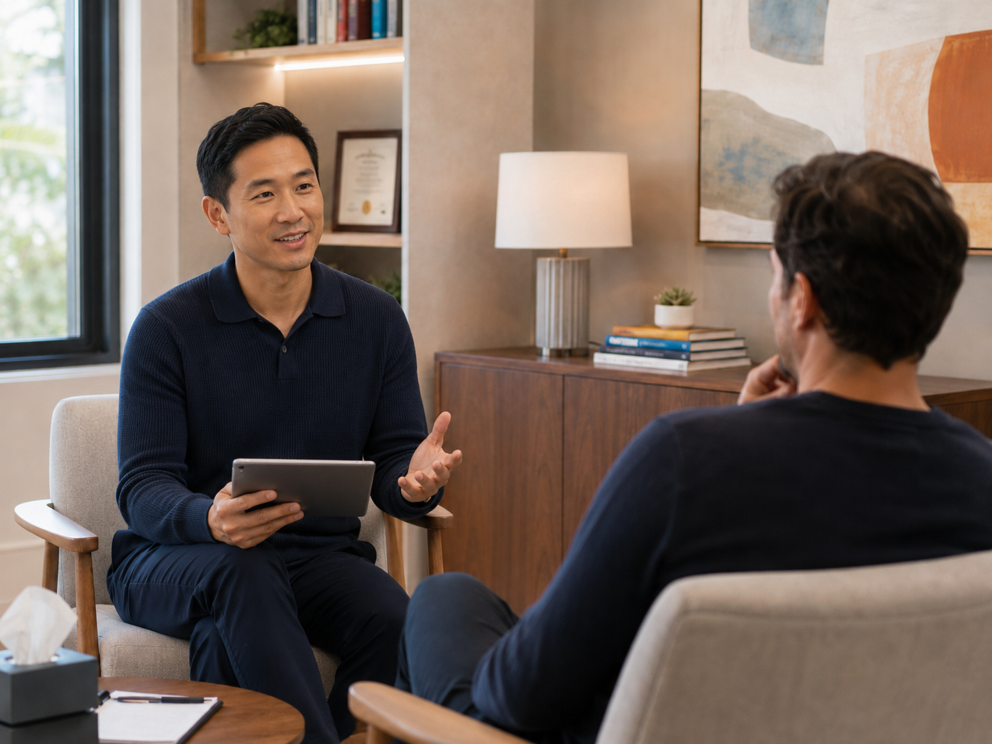 A psychiatrist in conversation with a patient at The Psynapse in Adelaide